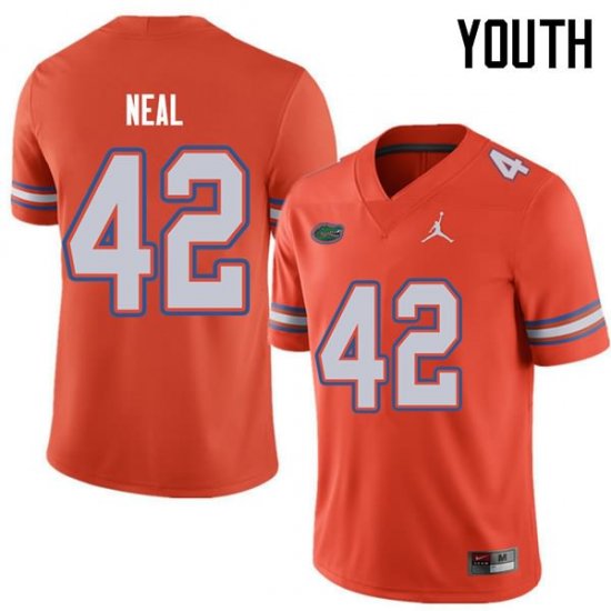 Youth Florida Gators #42 Keanu Neal NCAA Jordan Brand Orange Authentic Stitched College Football Jersey DGR5062OJ